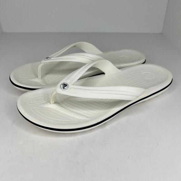 Crocs Mens Crocband Flip Flop Sandal Size 12 White Lightweight Slip On Summer main image 6
